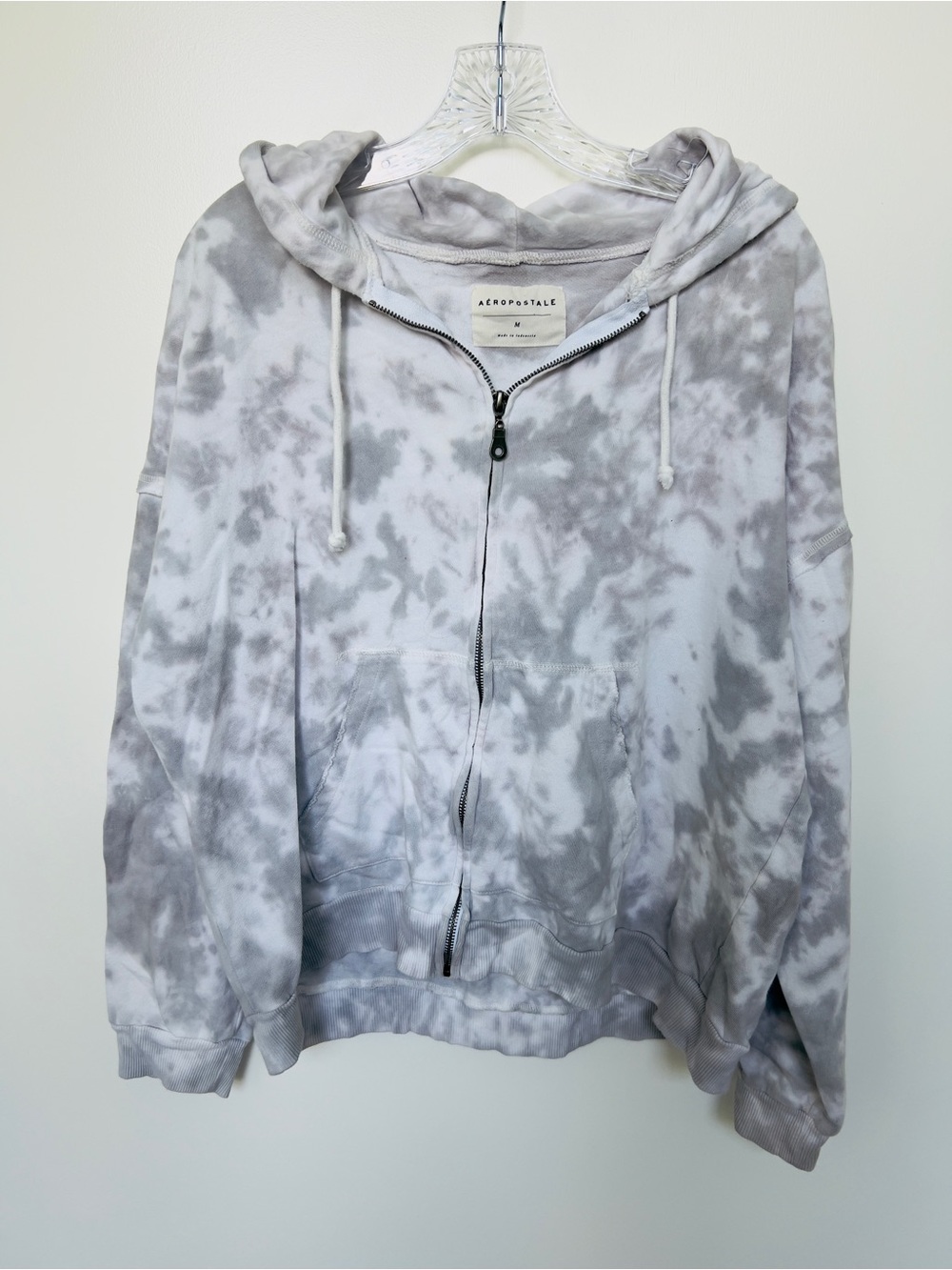 Aeropostale Light Gray Tie-Dye Zip women’s Hoodie/ sweatshirt